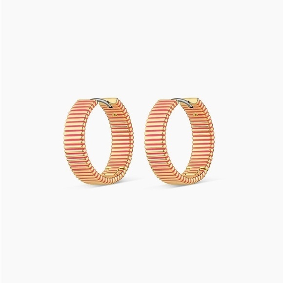 Gorjana New 18k Gold Plated Brass Catalina Enamel Hoops‎ Pink